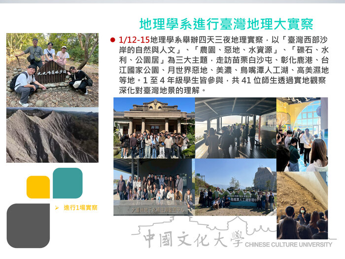 地理學系進行臺灣地理大實察(115.01.12-15)圖片